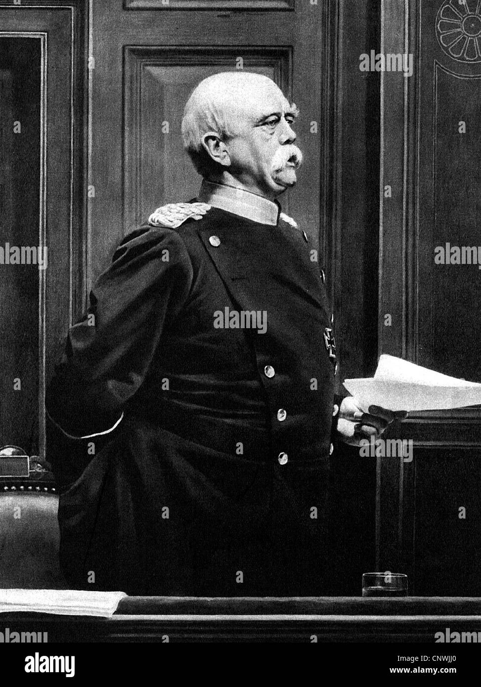 Bismarck, otto von, 1.4.1815 - 30.7.1898, politico tedesco, cancelliere del Reich 1871 - 1890, che parla, dipinto di Anton von Werner, Foto Stock
