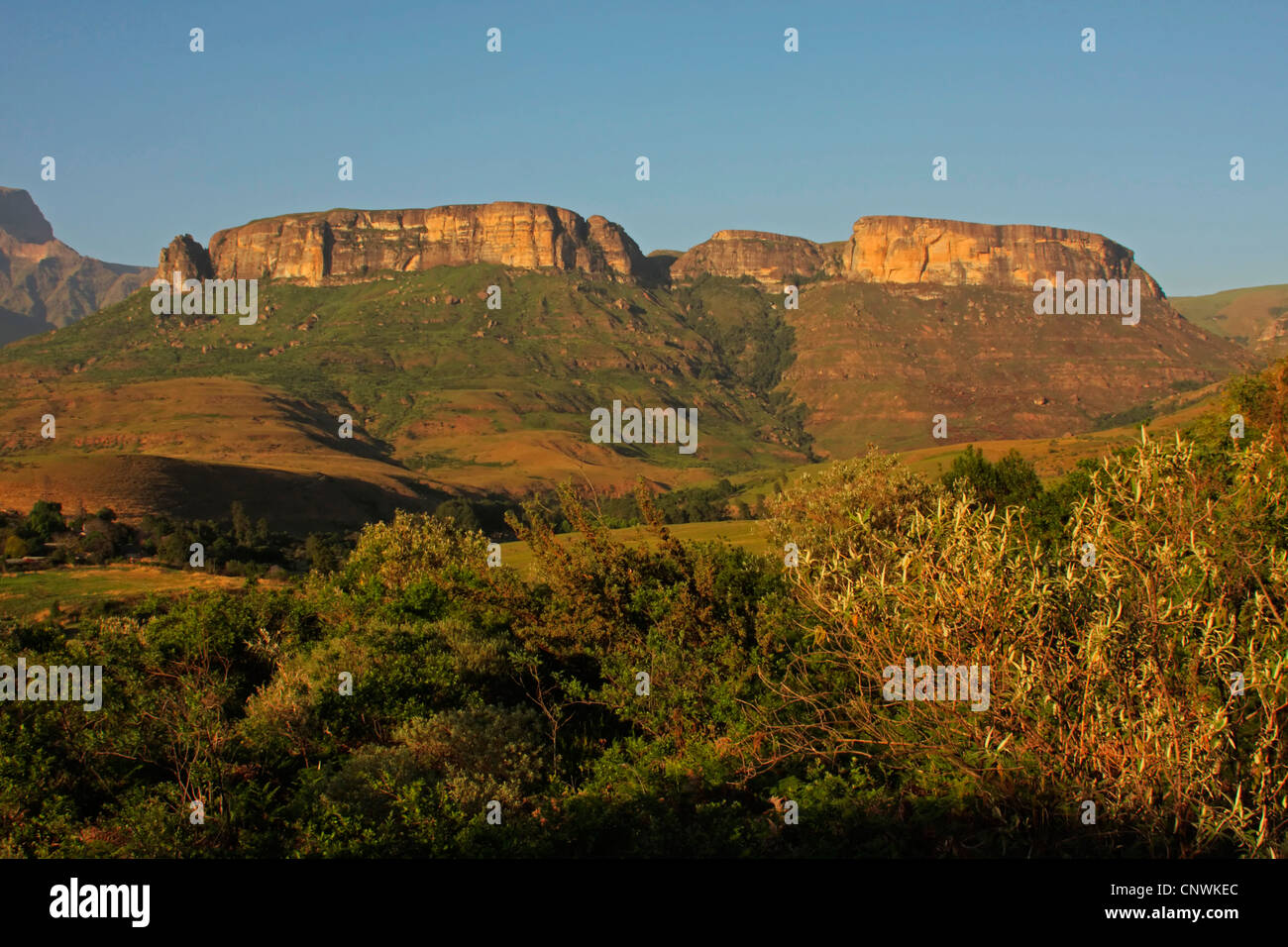 Monk's cruscotto, Drakensberg, Sud Africa, KwaZulu Natal, Ukhahlamba Drakenberg Park Foto Stock
