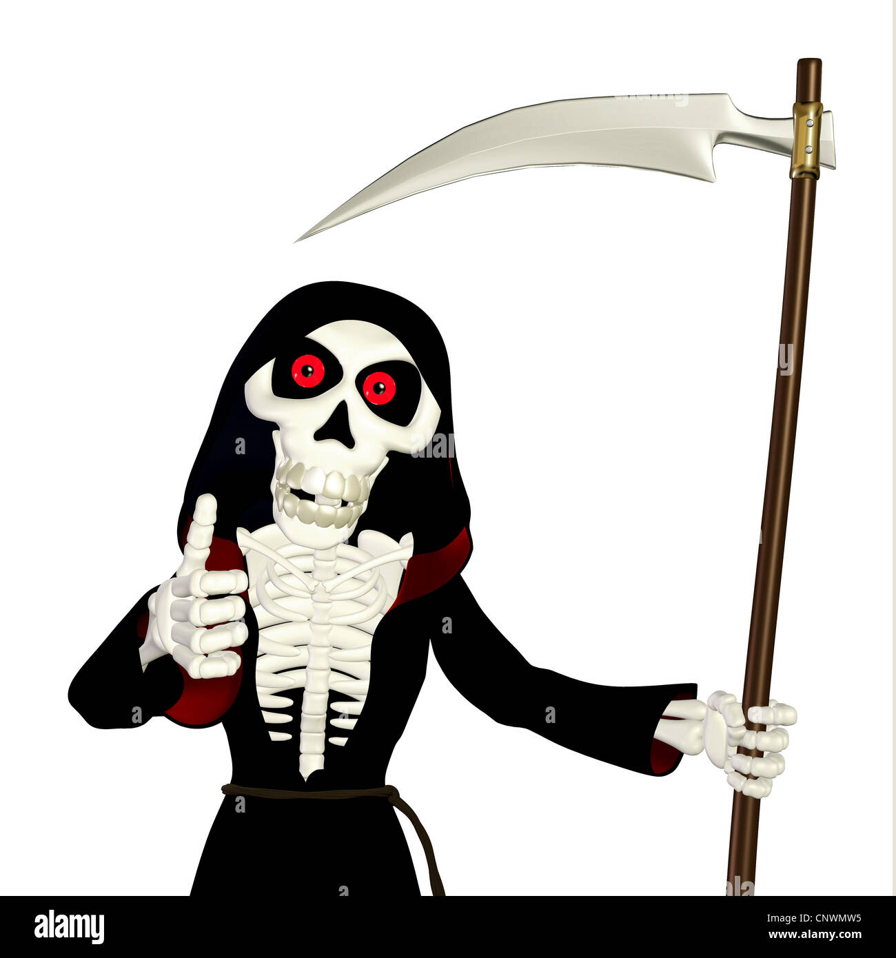 Illustrazione di un Grim Reaper isolato su uno sfondo bianco Foto Stock