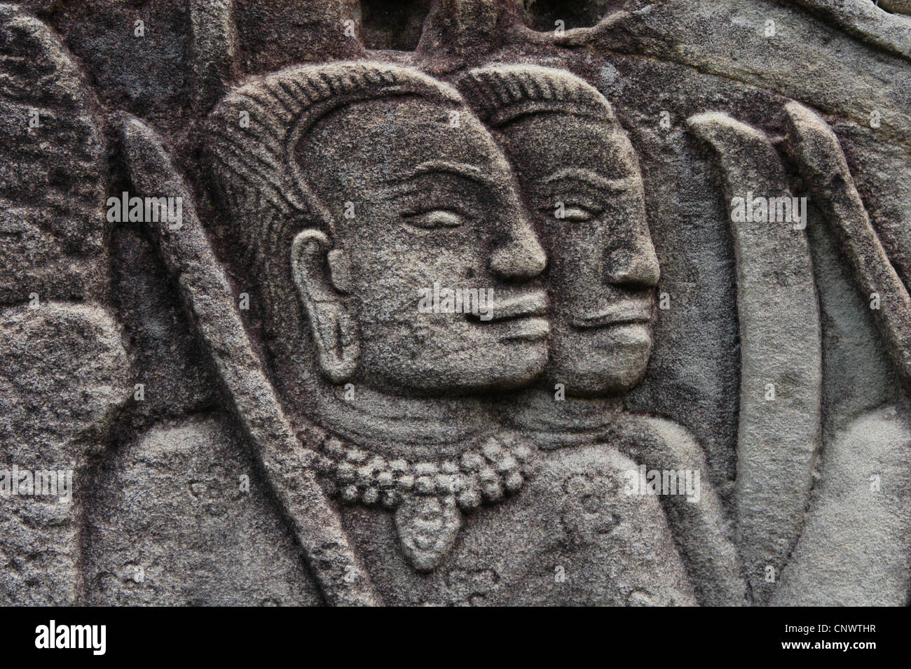 Guerrieri Khmer. Sollievo dal tempio Bayon ad Angkor in Cambogia Foto Stock