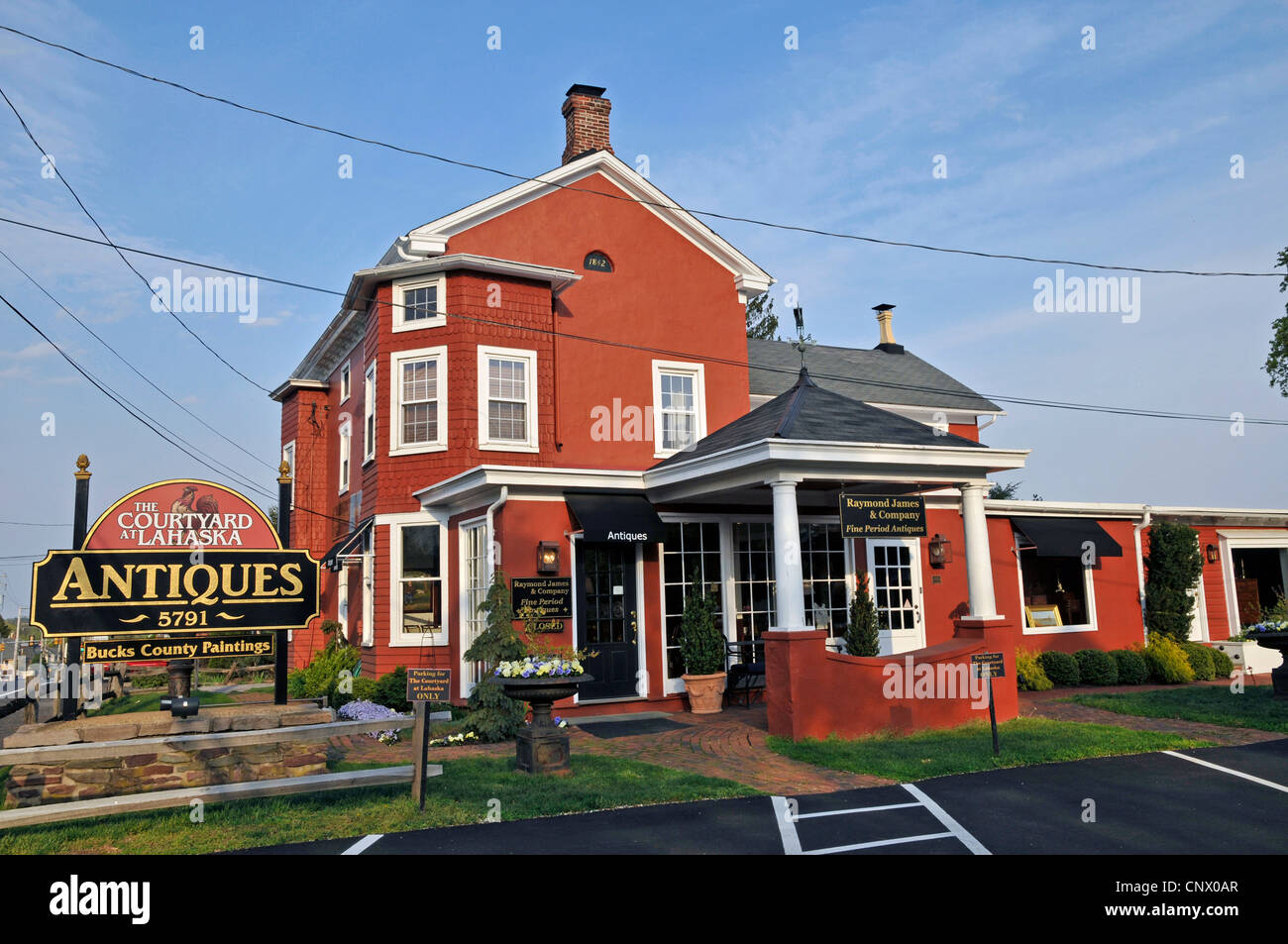 Centro di antiquariato, Peddler's Village entertainment center, Lahaska, CONTEA DI BUCKS, Pennsylvania, STATI UNITI D'AMERICA Foto Stock