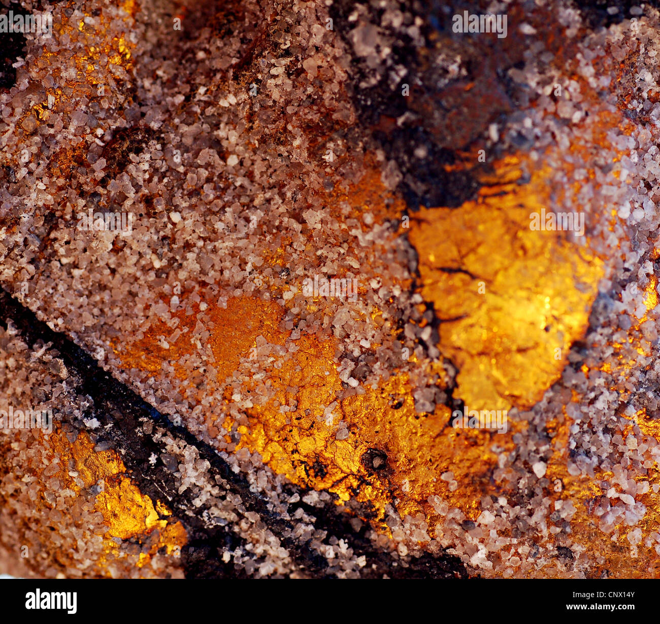 Ambra messicana (pietra grezza) con sabbia di quarzo Foto Stock