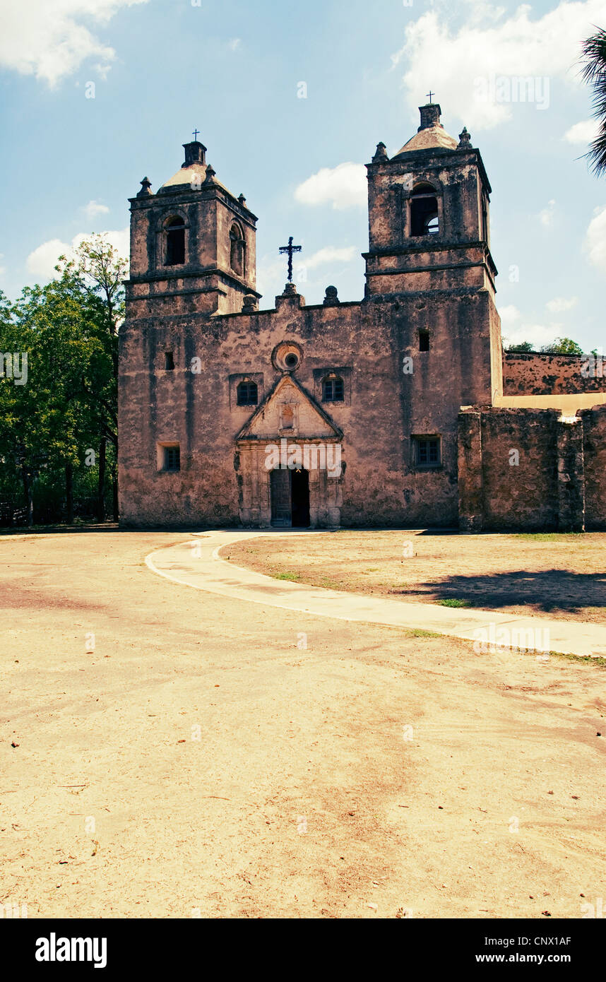 Missione Concepcion in San Antonio TX. Foto Stock