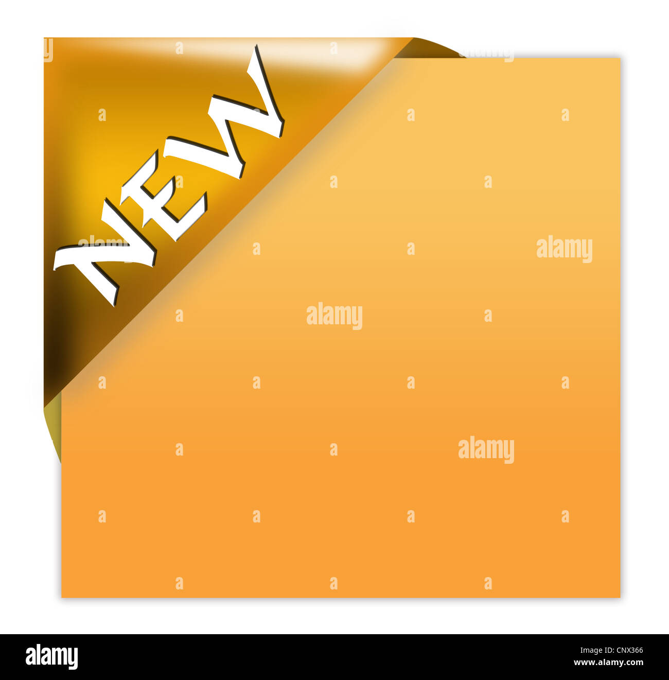 Angolo d'oro nastro con nuovo segno Foto Stock