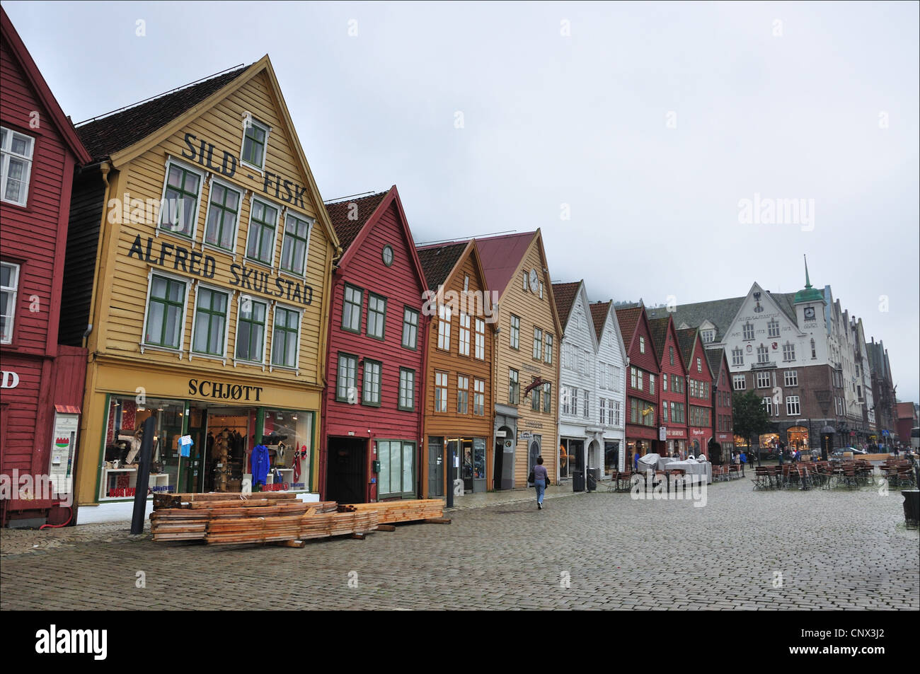 Famosa case Bergens Brygge nella parte occidentale della Norvegia Foto Stock