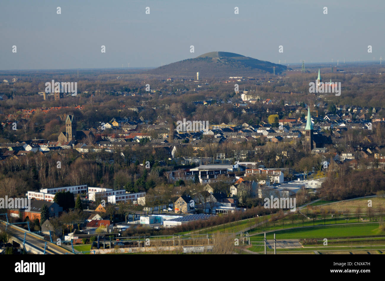 Vista dal gasometro di Osterfeld, un orizzonte incetta di Haniel di Bottrop, Germania, Renania settentrionale-Vestfalia, la zona della Ruhr, Oberhausen Foto Stock