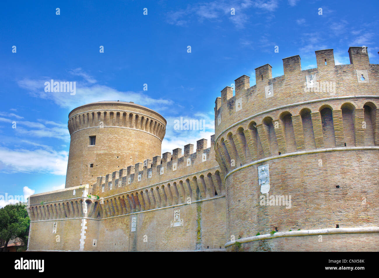 Il Castello di Giulio II di Ostia Antica. Foto Stock