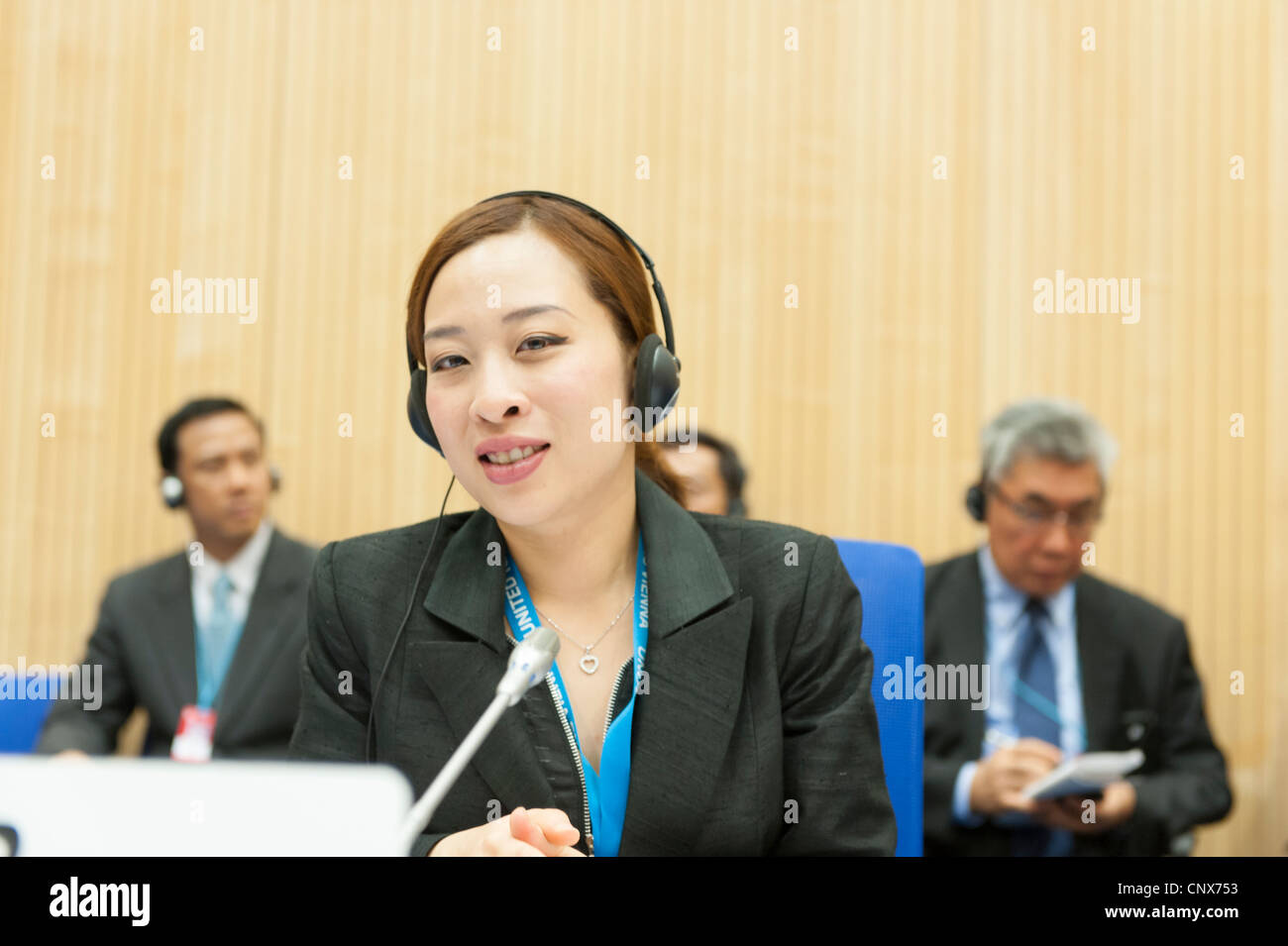 HRH Principessa Bajrakitiyabha Mahidol di Thailandia, durante la conferenza di CCPCJ al UNOV di Vienna in Austria. Foto Stock