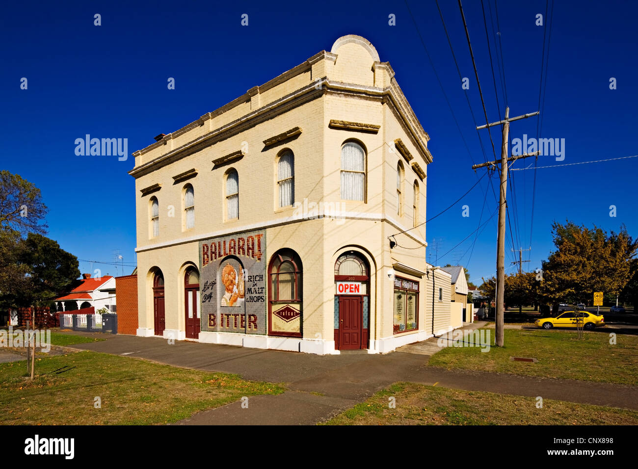 Ballarat Australia / un ex licenza hotel circa 1856,con la ex Ballarat Brewing Company logo Ballarat Bertie. Foto Stock