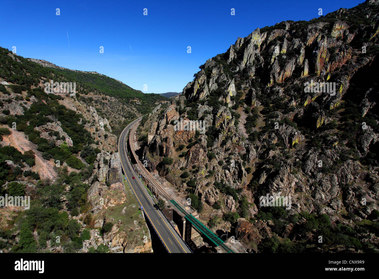 Mountain Pass Desfiladero de Despenaperros, Spagna, Andalusien Foto Stock