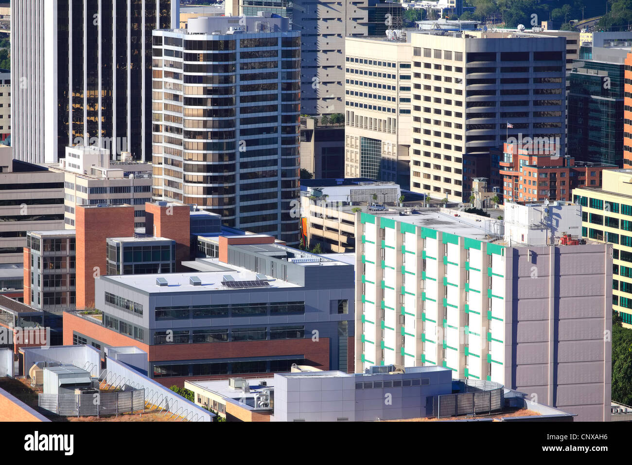 Portland Plaza & edifici circostanti, centro città Portland o. Foto Stock