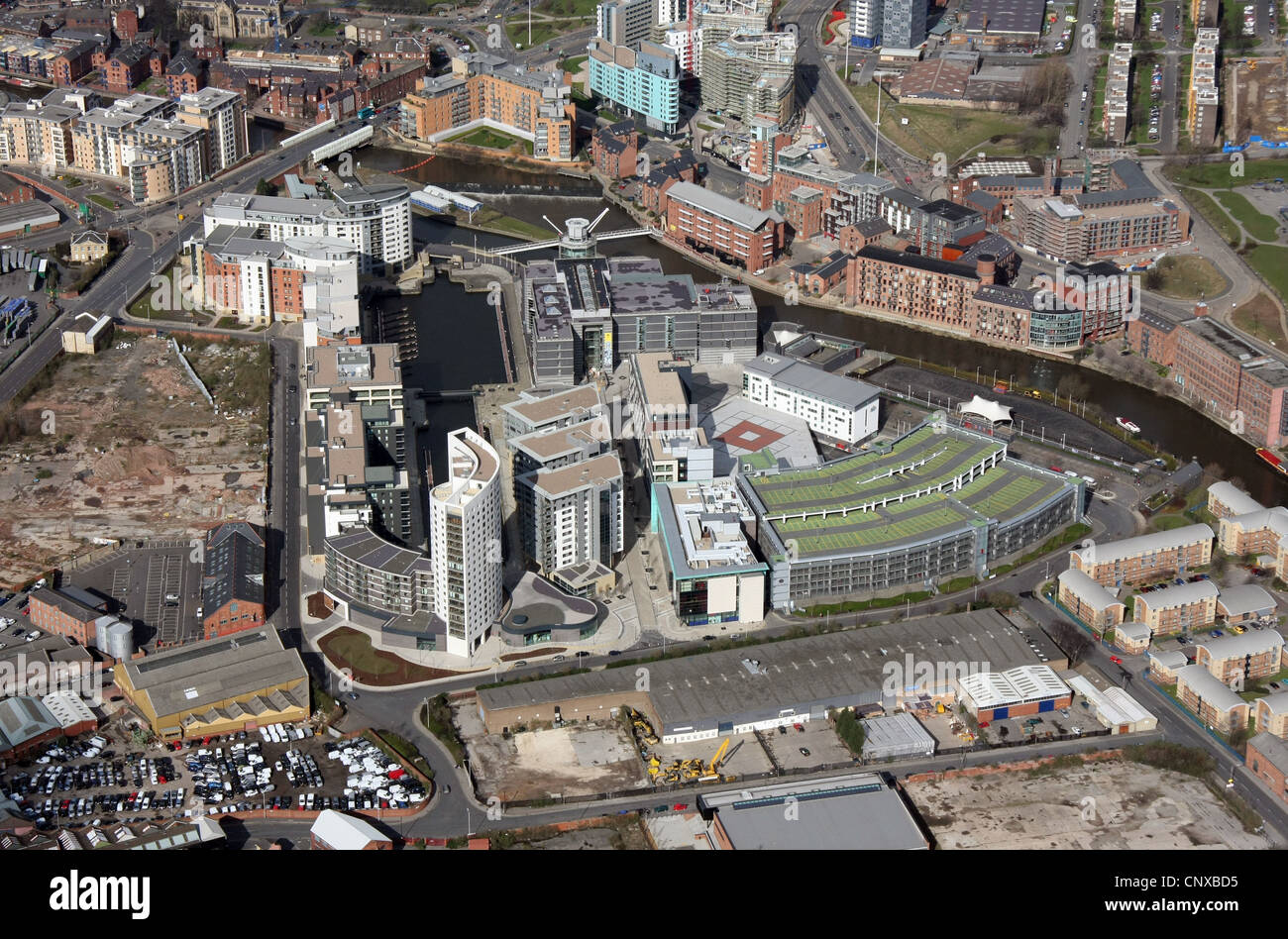 Vista aerea di Clarence sviluppo Dock a Leeds Foto Stock