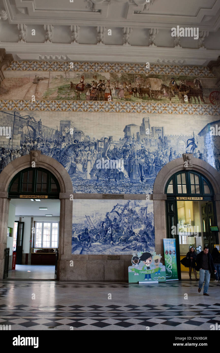 Ingresso, Estacao de Sao Bento (Sao Bento Station), Oporto, Portogallo Foto Stock