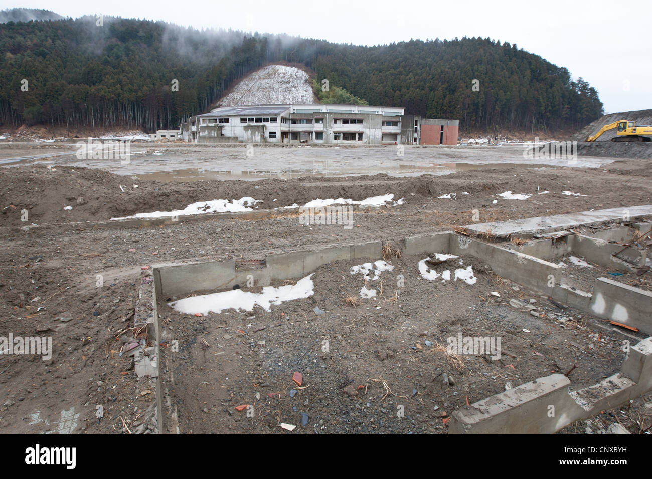 74 Bambini & dieci insegnanti hanno perso la vita a causa del maremoto che ha seguito il terremoto del 11marzo2011, a scuola Okawa, Giappone. Foto Stock