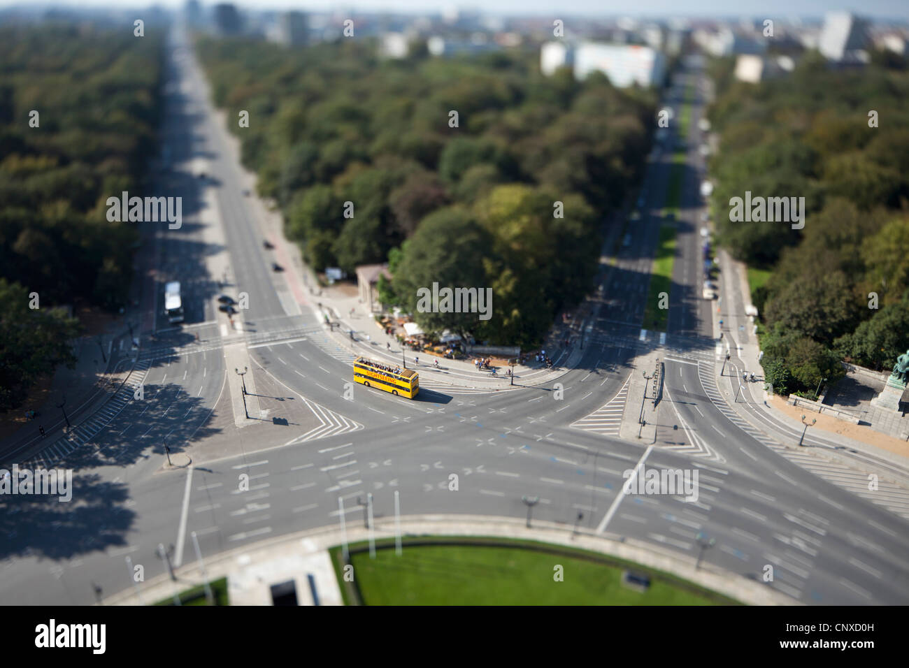 Paesaggio urbano di Berlino del Tiergarten, Germania, tilt-shift Foto Stock