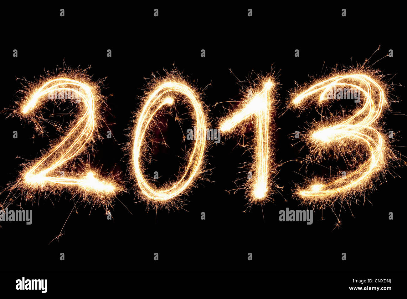 Una pittura di luce dell'anno 2013 scritte contro uno sfondo nero Foto Stock