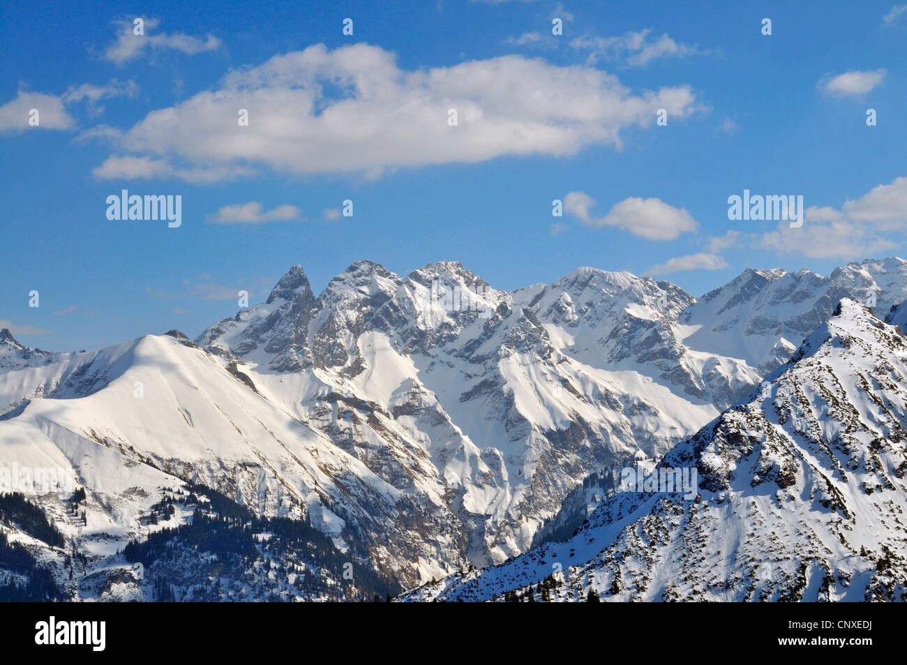 Allgau alpi vista da Fellhorn, in Germania, in Baviera, Allgaeu, Oberstdorf Foto Stock
