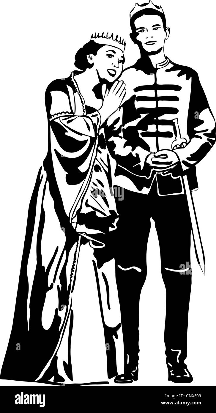 Un schizzo di una regina madre abbraccia il figlio del principe Foto Stock