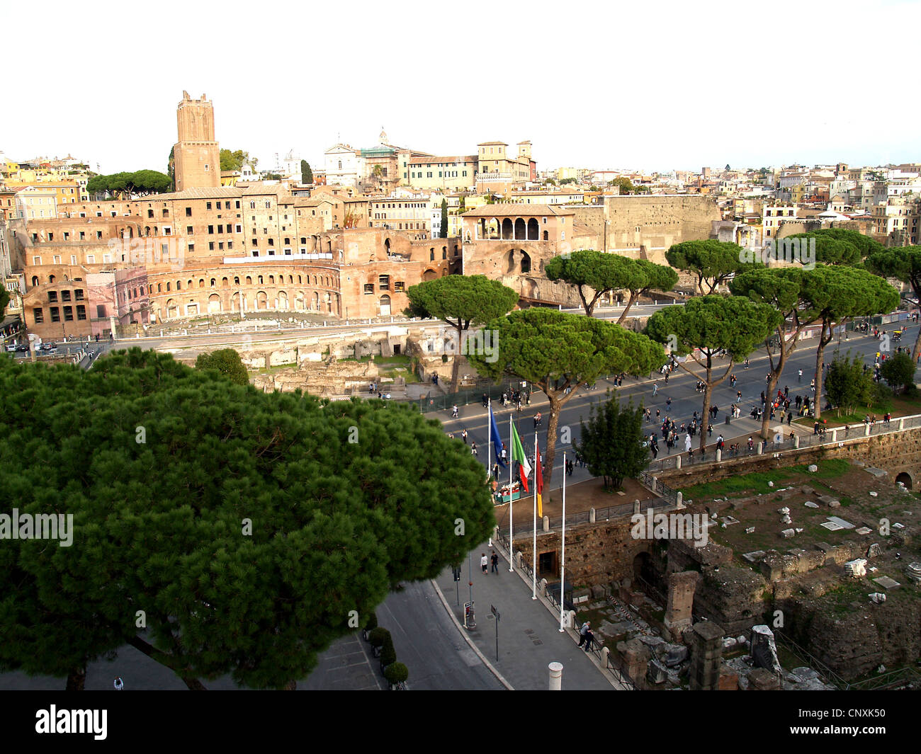 Vista del Museo dei Fori Imperiali da Capitol Hill,Roma Foto Stock