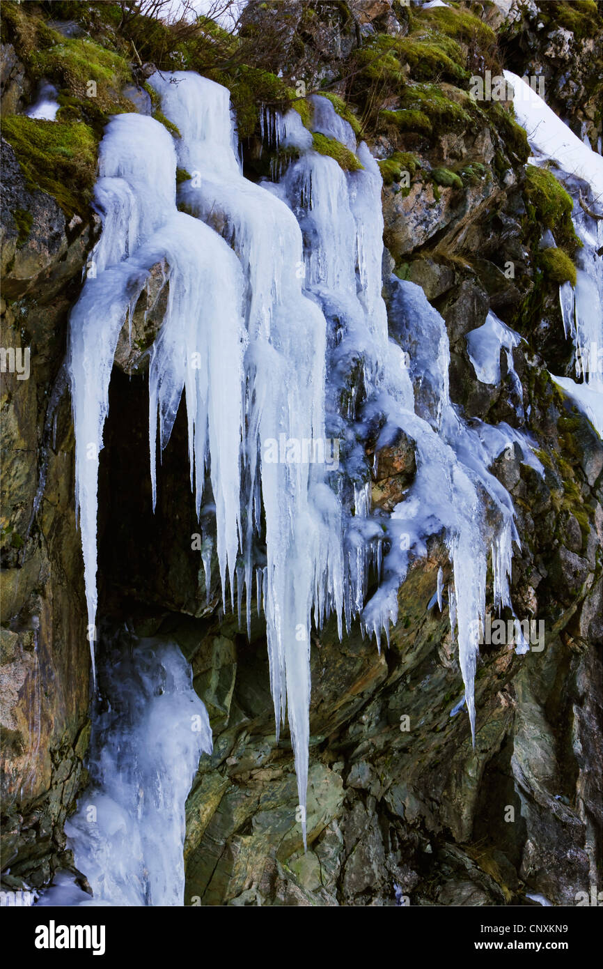 Cascate gelate, Norvegia, Tromvik Foto Stock