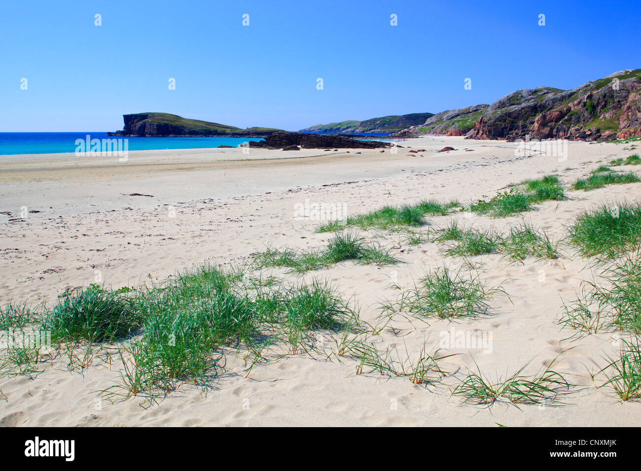 Spiaggia di sabbia vicino Oldshoremore, Regno Unito, Scozia, Sutherland, Oldshoremore Foto Stock