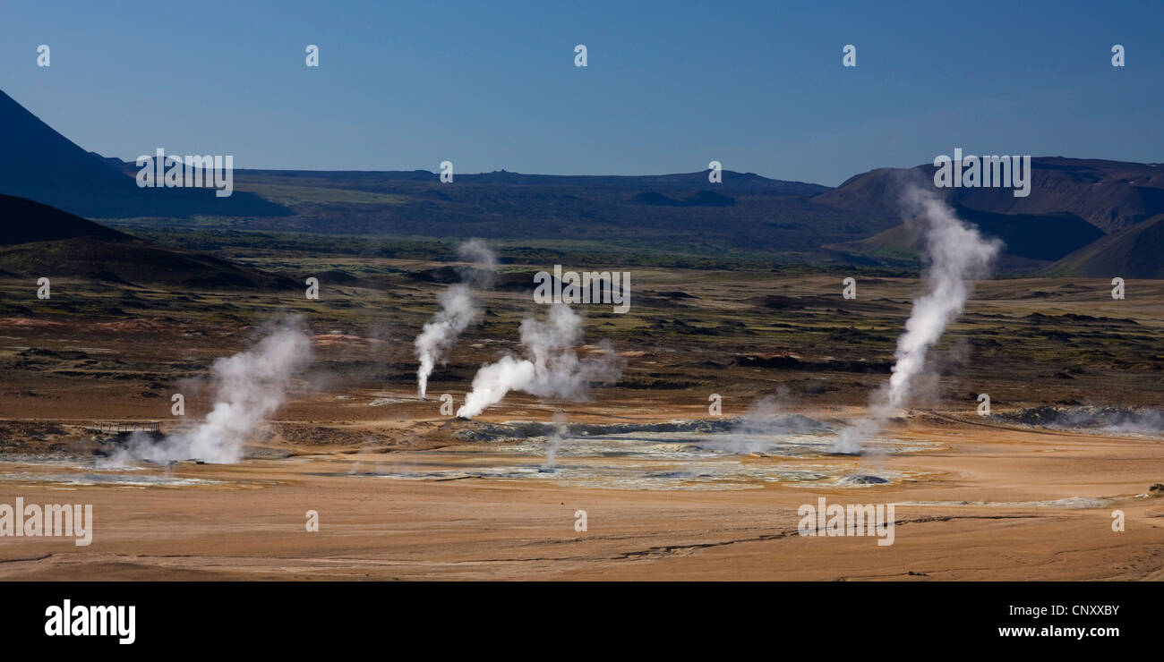 Campo solfatara di Namafjall, Islanda, Myvatn Foto Stock