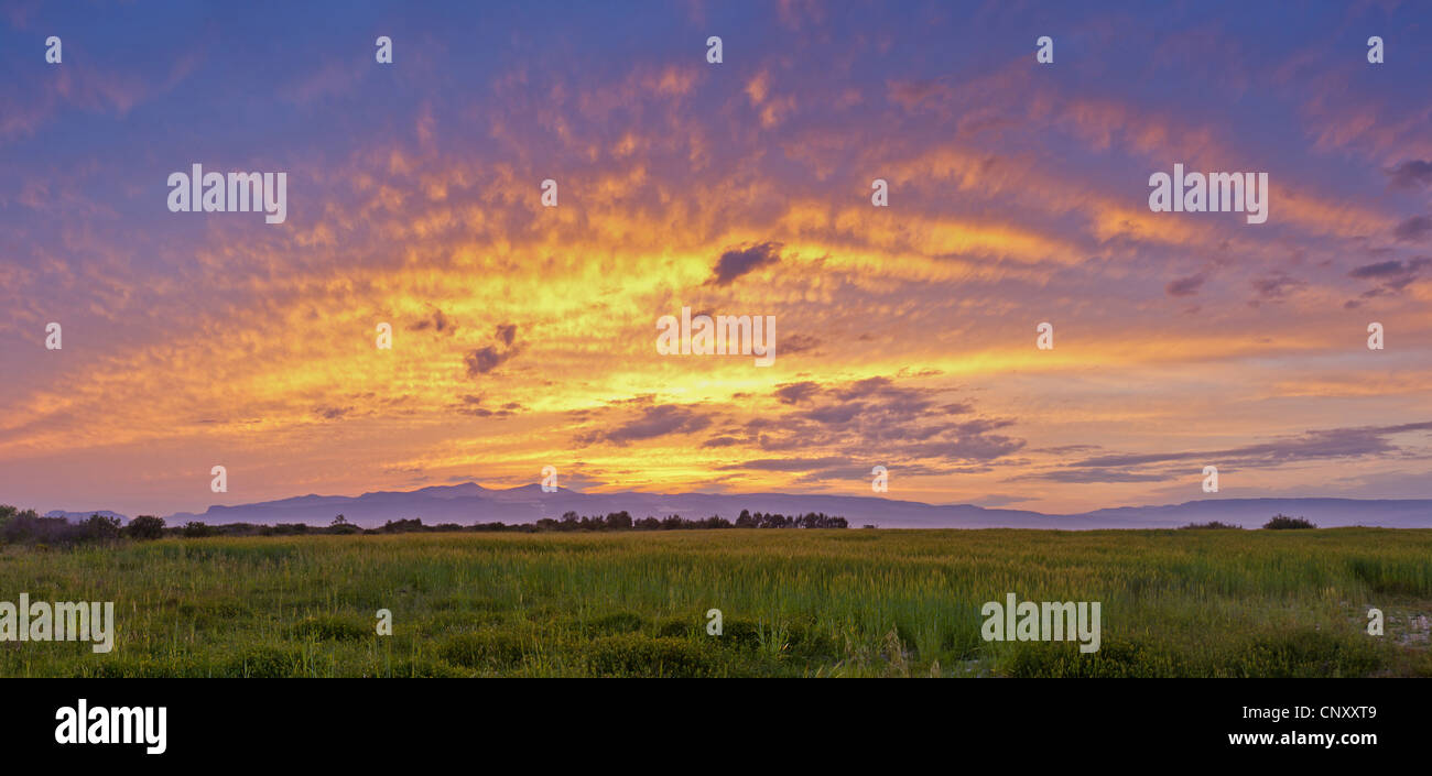 Vista del Delta Goeksu al tramonto, Turchia, Silifke, Goeksu Delta Foto Stock
