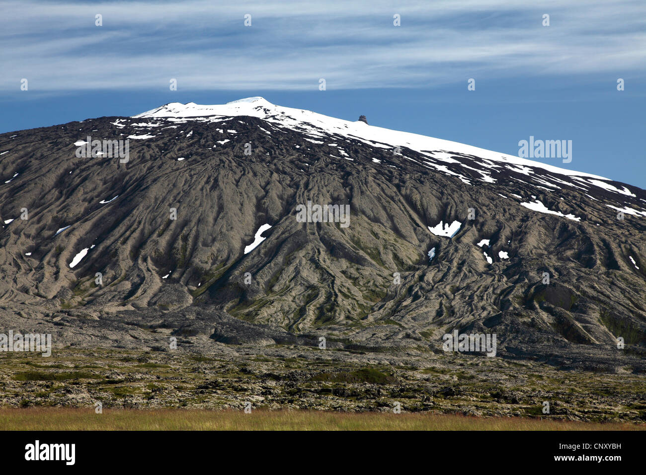Faccia Sud del vulcano Snaefellsjoekull, Islanda, Snaefellsnes Foto Stock