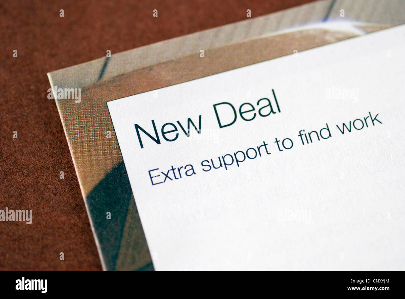 Il governo del Regno Unito foglio informativo sul nuovo schema di trattativa per aiutare le persone a trovare lavoro Foto Stock