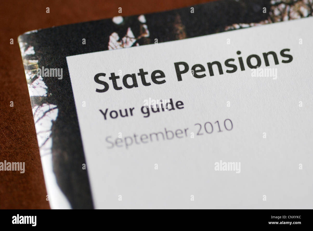 Il governo britannico opuscolo sulle pensioni statali Foto Stock