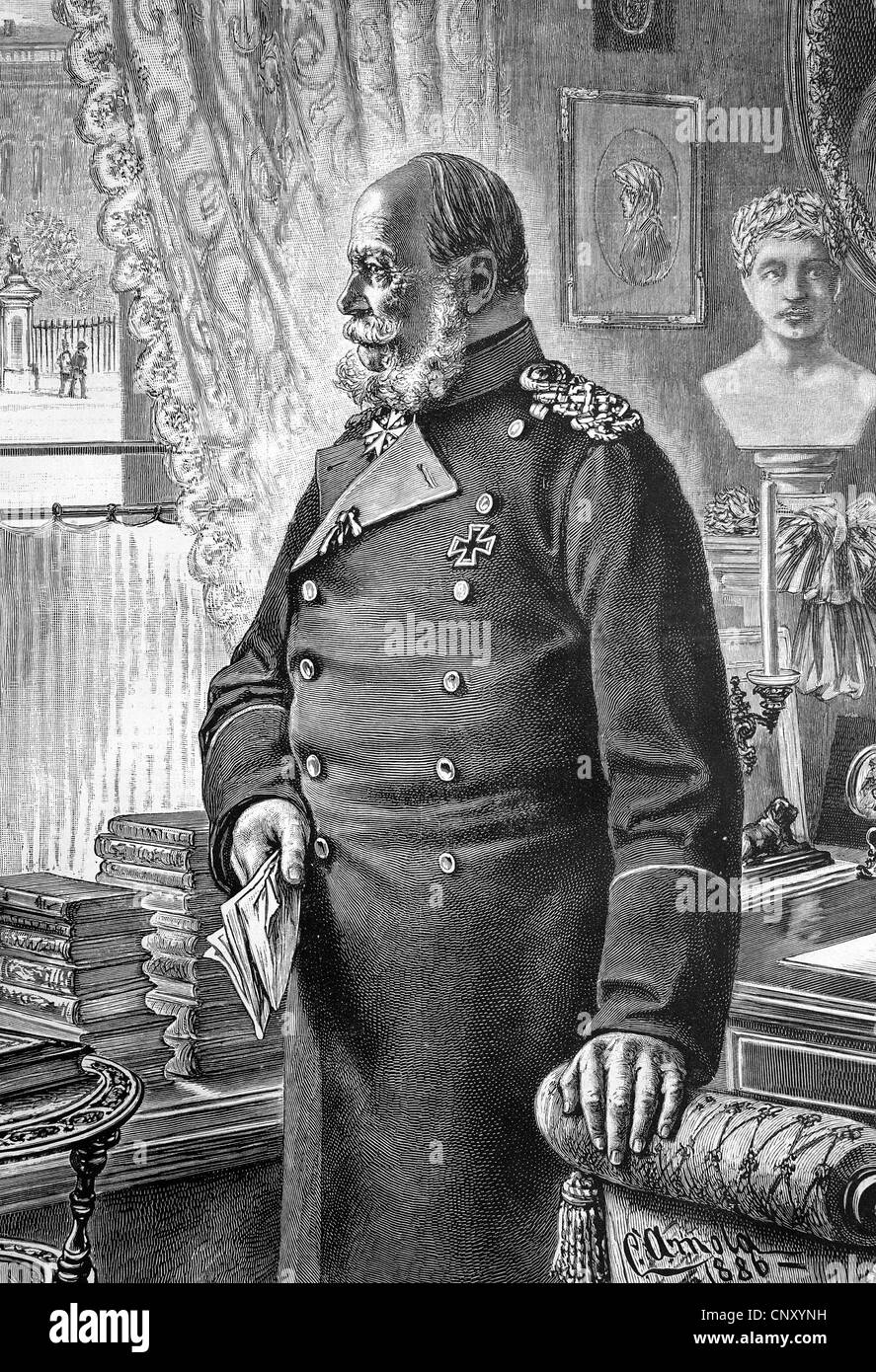 William I., 1797 - 1888, nato Wilhelm Friedrich Ludwig di Prussia, casa di Hohenzollern, righello dal 1858 e King of Prussia s Foto Stock