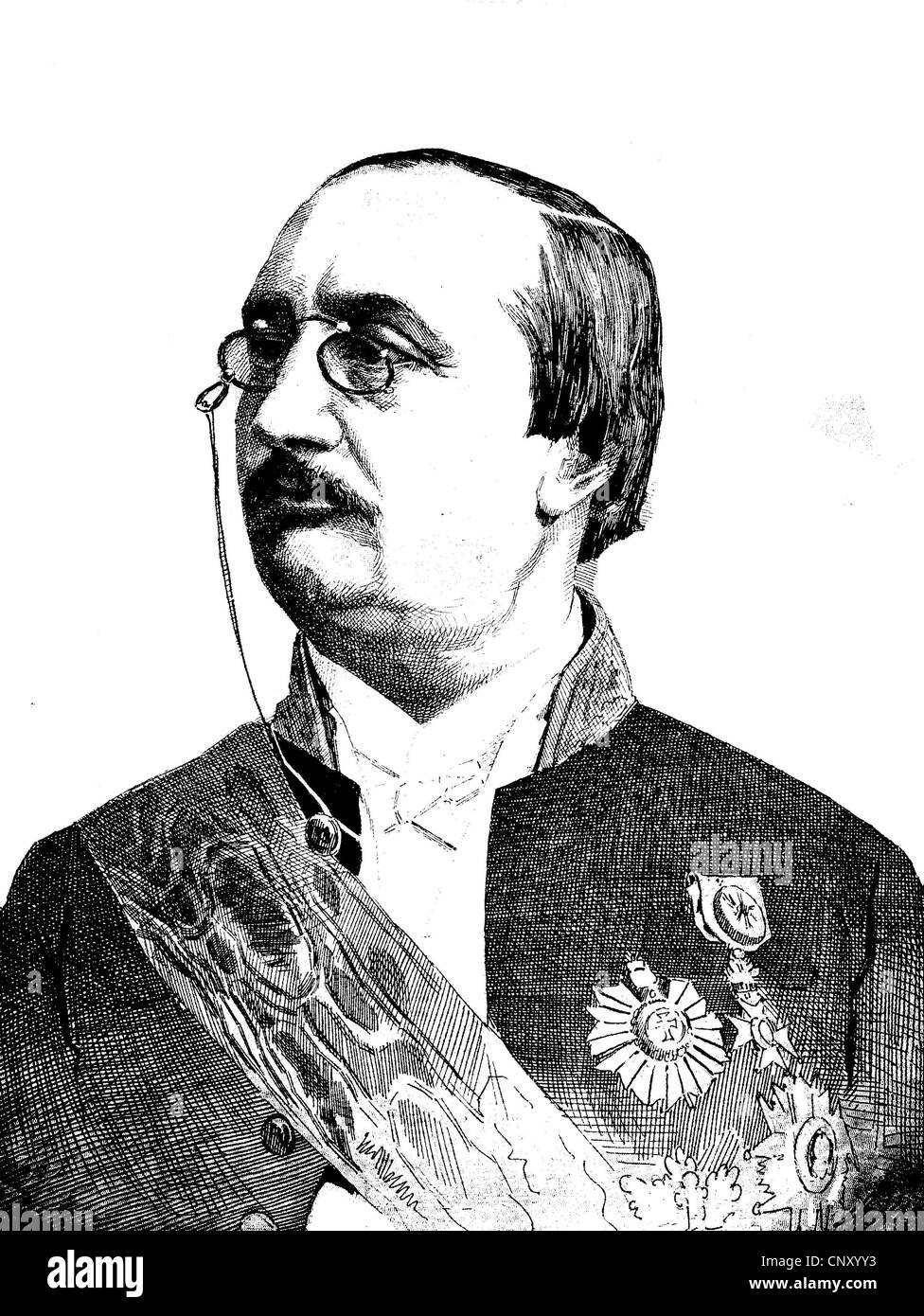 Jules Bara, 1835 - 1900, statista belga, storico xilografia, circa 1888 Foto Stock