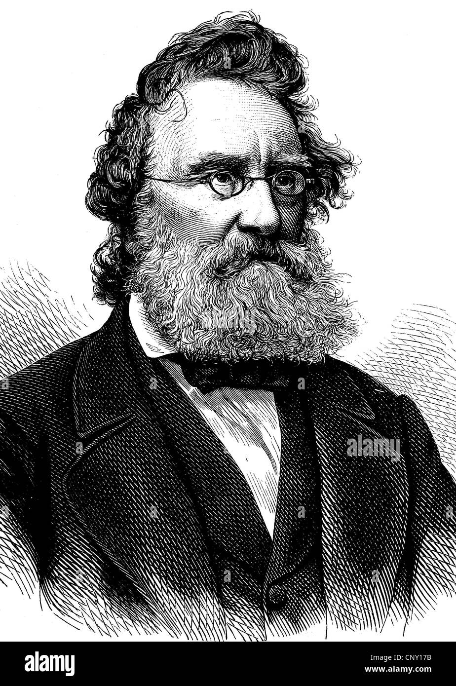 Ludwig Steub, 1812 - 1888, un scrittore tedesco e avvocato, storica incisione, circa 1889 Foto Stock