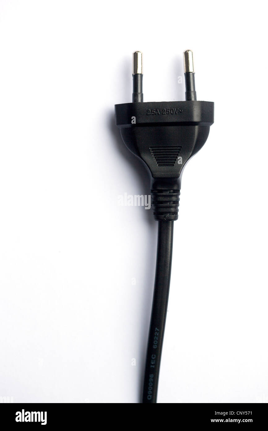 Due Pinned cavo elettrico europeo Foto Stock