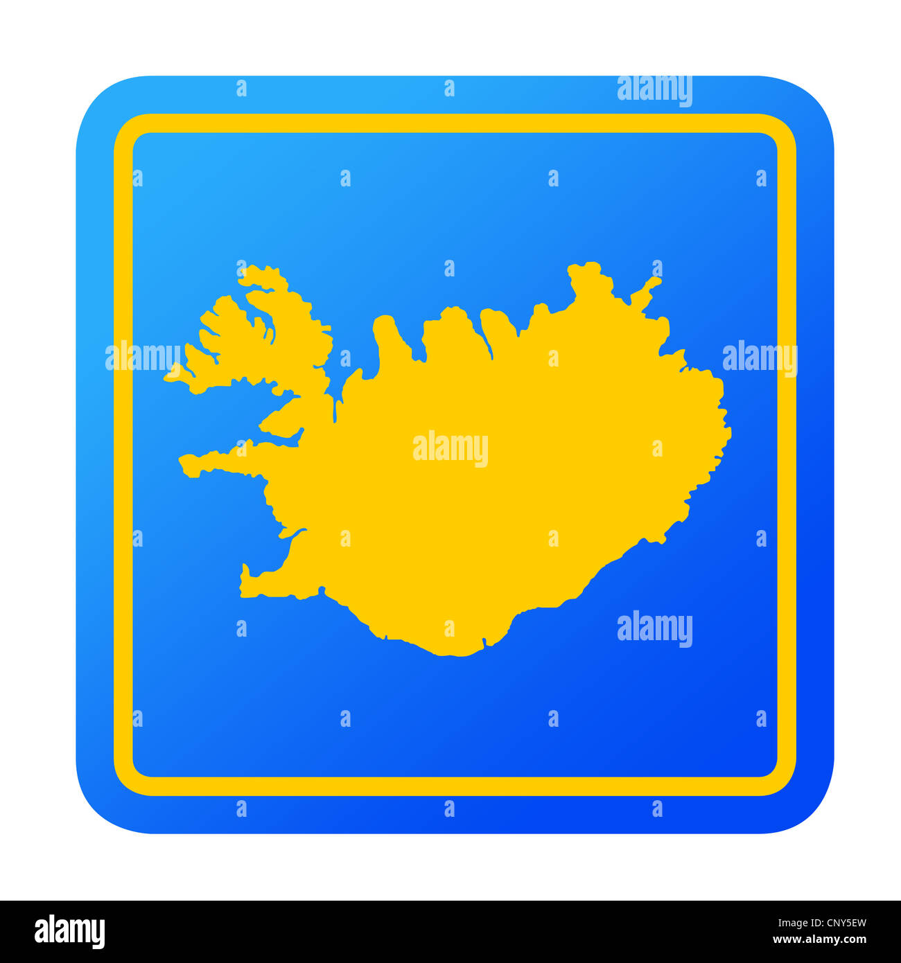 Islanda pulsante europea isolata su uno sfondo bianco con percorso di clipping. Foto Stock