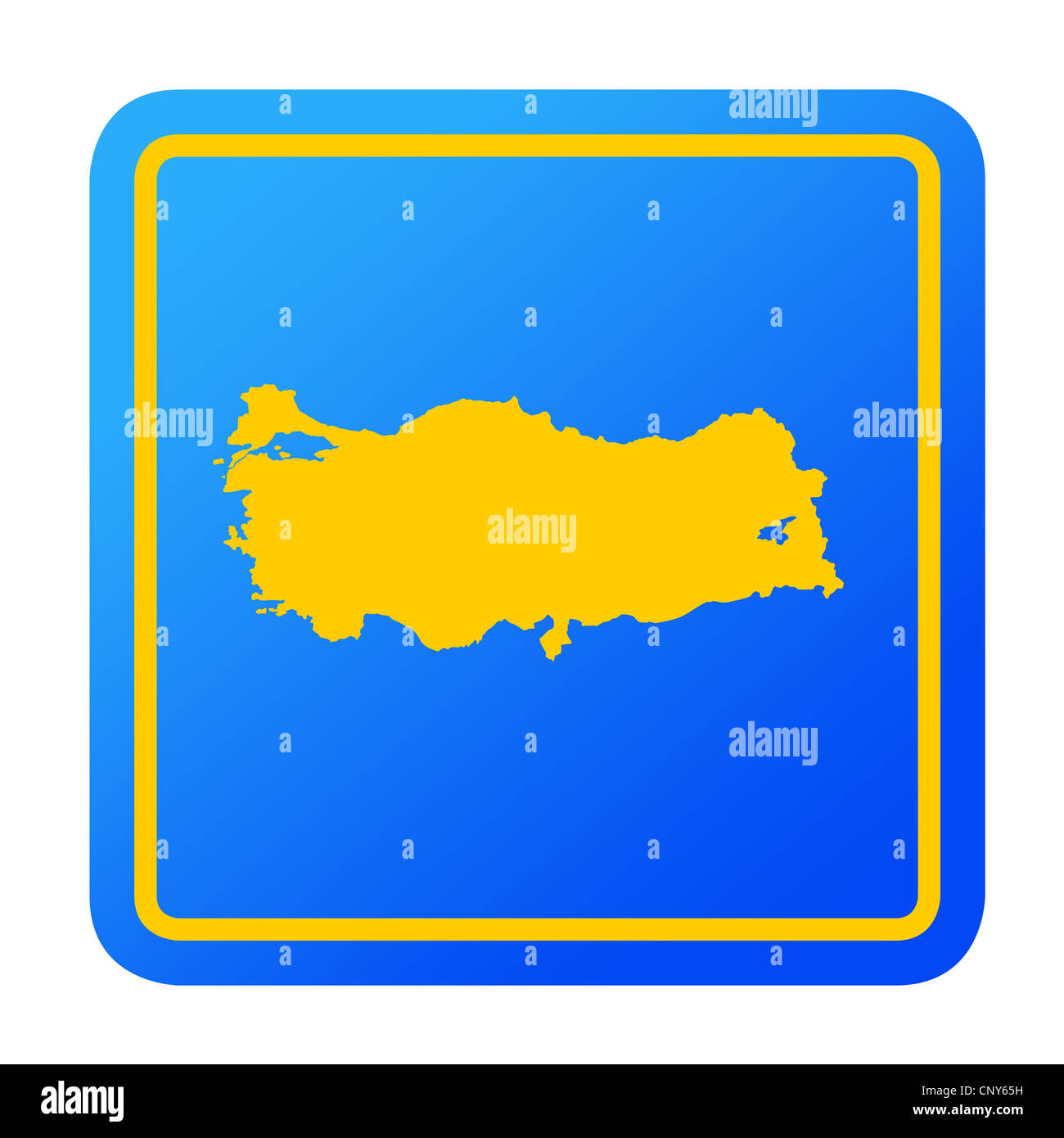 La Turchia pulsante europea isolata su uno sfondo bianco con percorso di clipping. Foto Stock