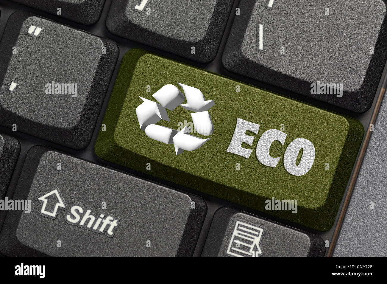 Simbolo di riciclaggio sulla tastiera di un computer Foto Stock