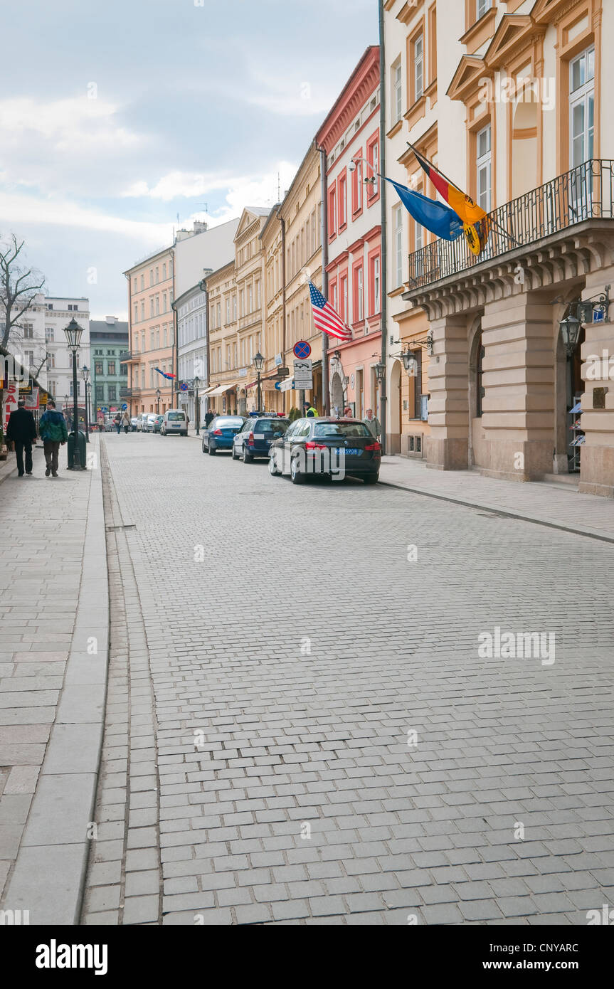 Consolato Generale degli Stati Uniti e del Consolato Generale di Germania, Stolarska Street, Cracovia in Polonia. Foto Stock