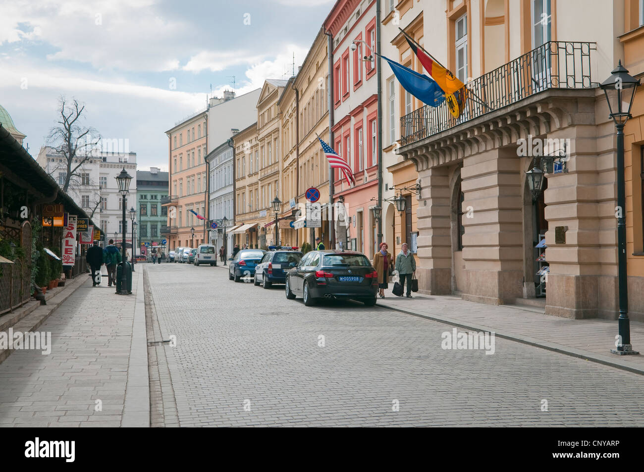 Consolato Generale degli Stati Uniti e del Consolato Generale di Germania, Stolarska Street, Cracovia in Polonia. Foto Stock