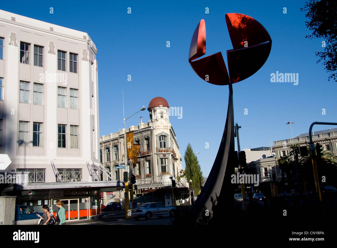 Phil Prezzo nucleo della scultura su High Street, City Central, Christchurch. Foto Stock