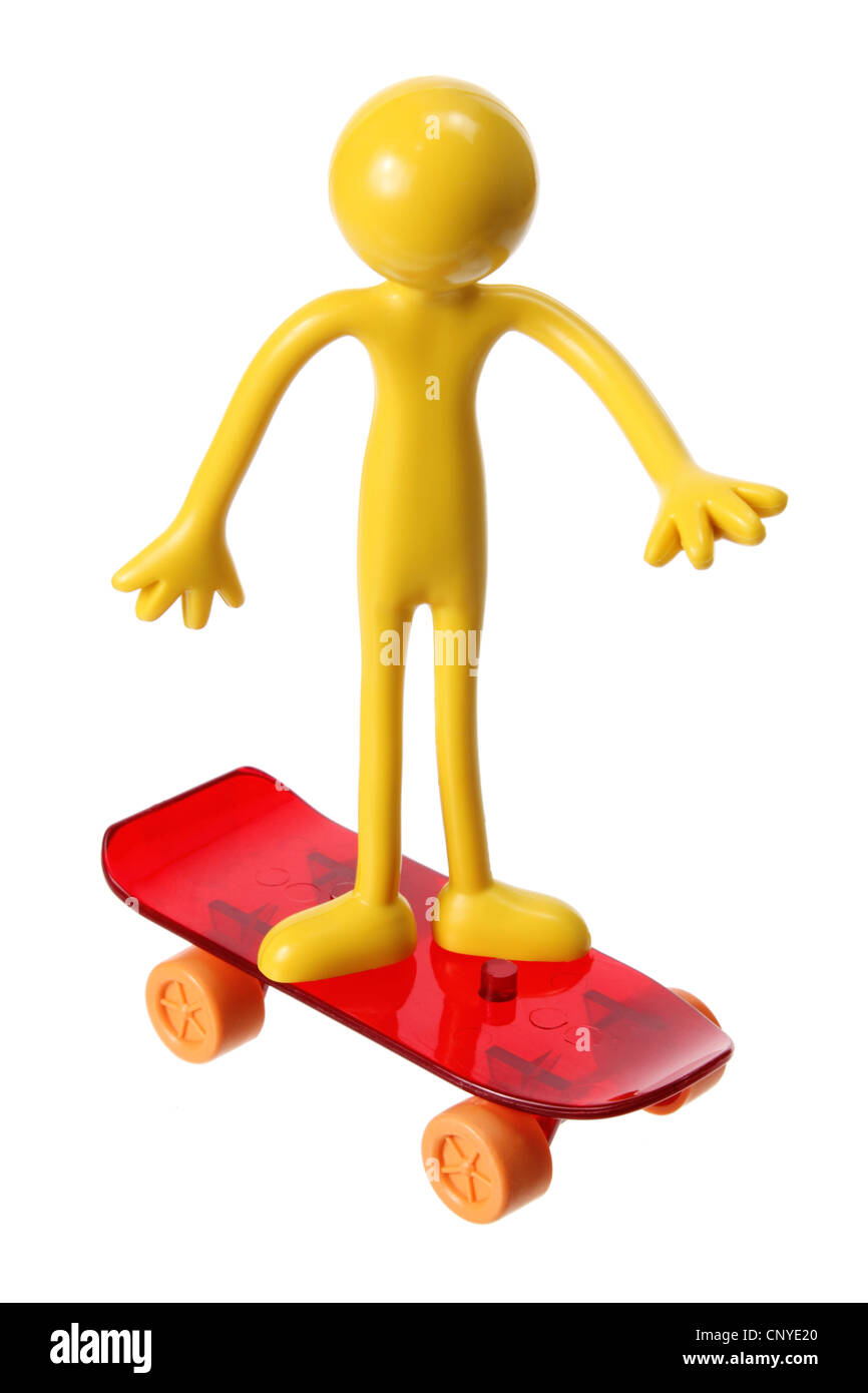 Gomma in miniatura figura con lo skateboard Foto Stock