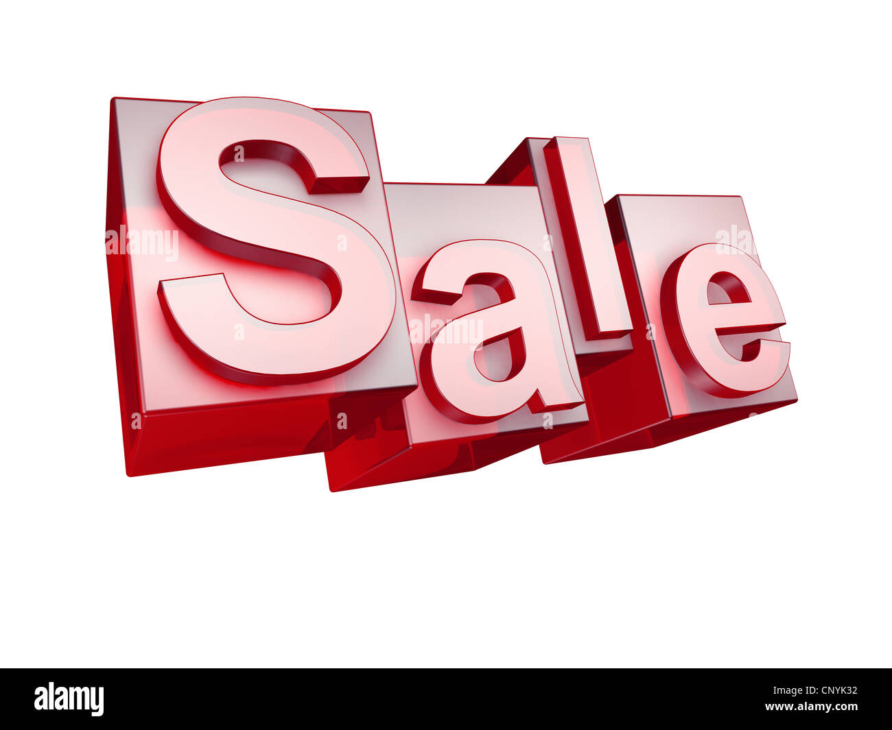 La parola in vendita in 3D lettere su sfondo bianco - das Wort vendita aus 3D Buchstaben gesetzt, freigestellt auf weißem Hintergrund Foto Stock