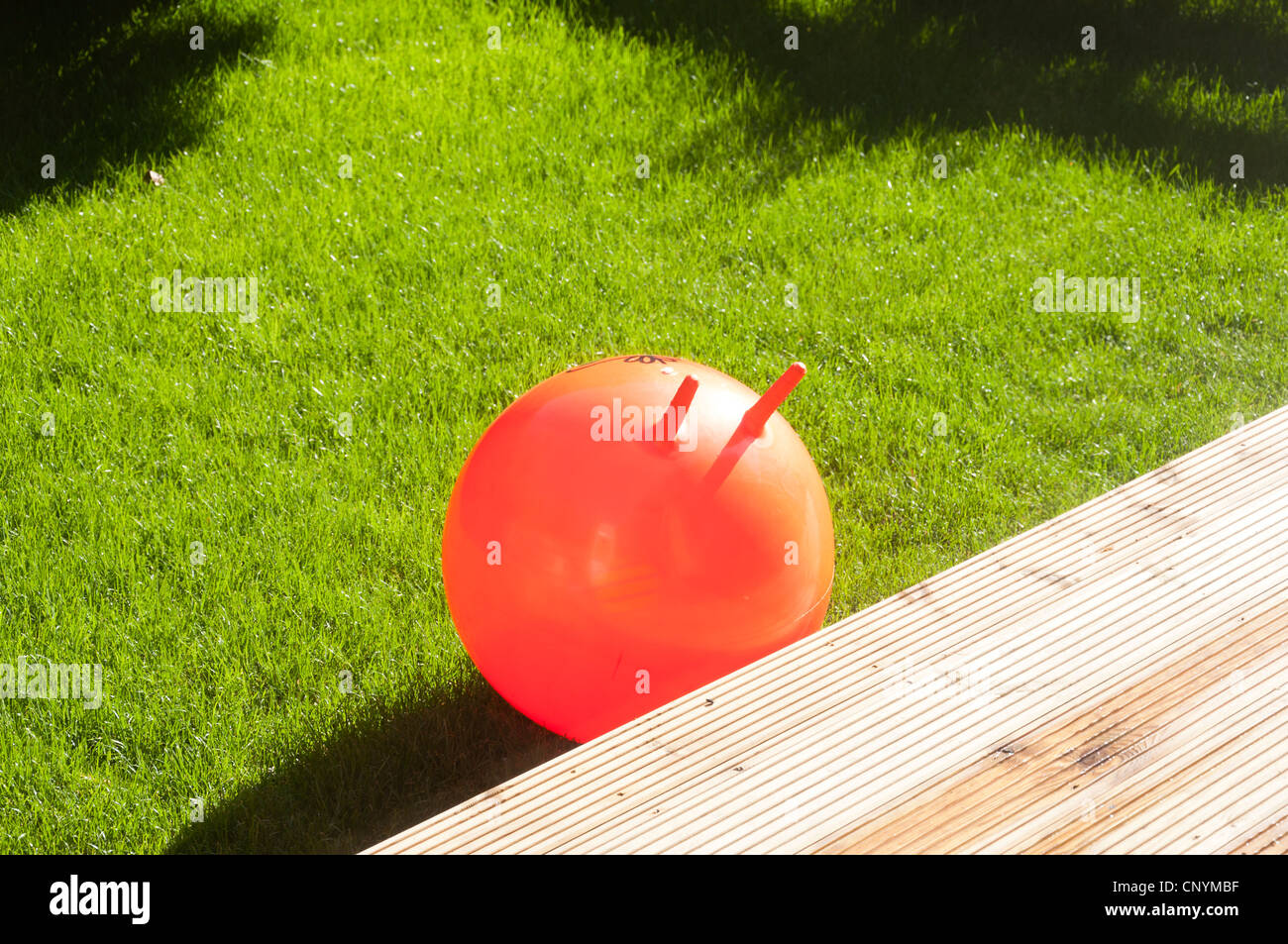 Space Hopper in giardino. Foto Stock