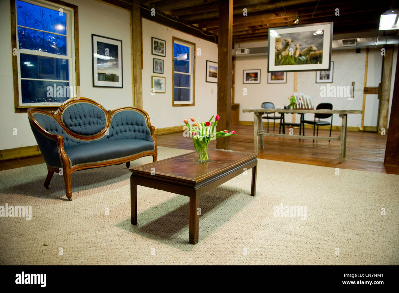 Progettato soggiorno spazio con opere d'arte Foto Stock