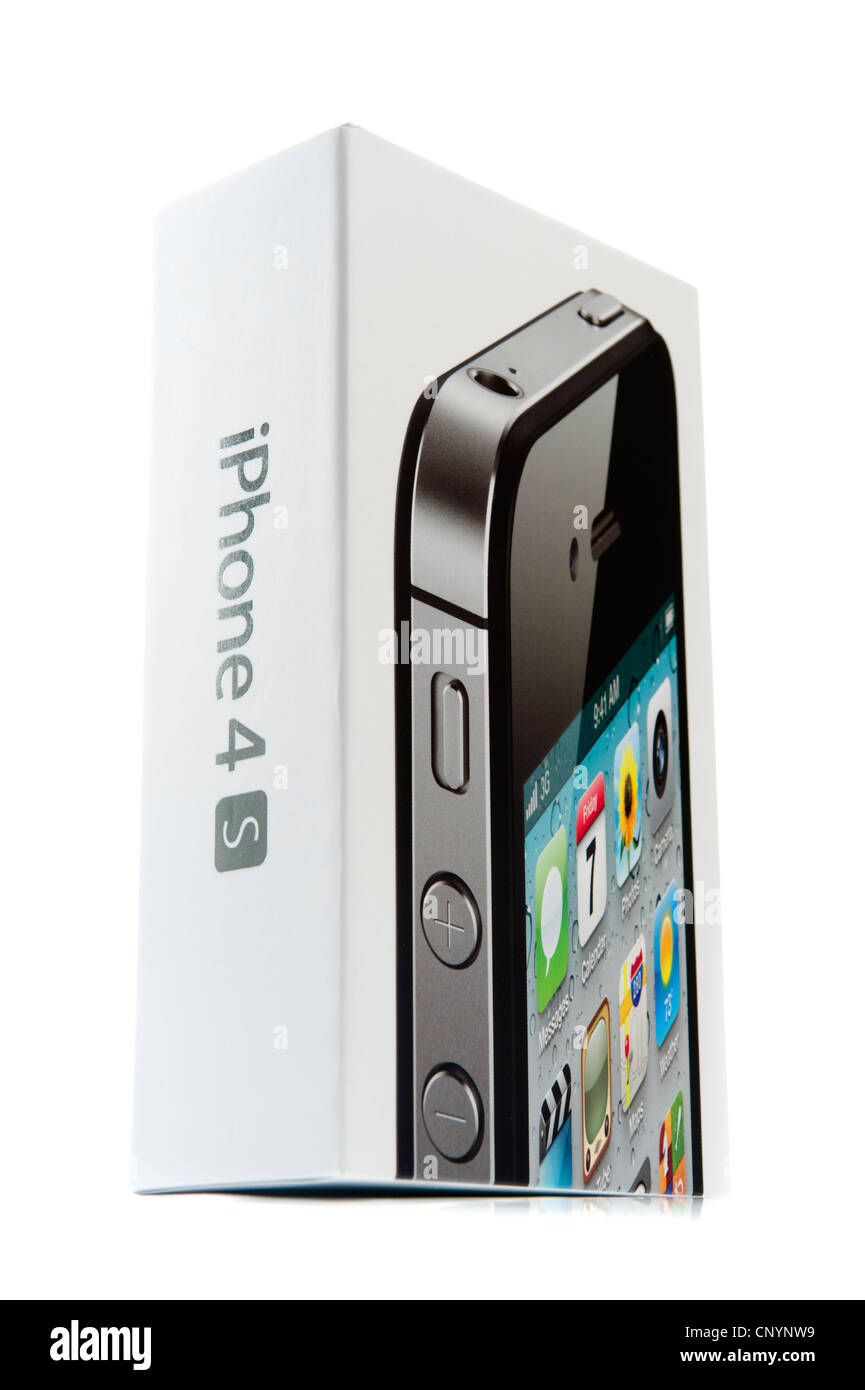 Apple iPhone 4S box isolati su sfondo bianco Foto Stock