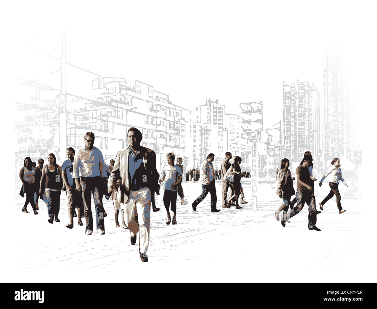 Illustrazione di una piazza urbana Foto Stock