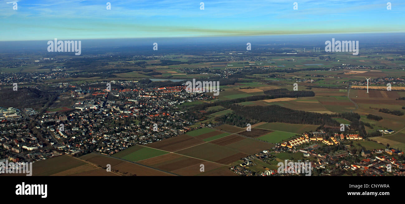 Vista panoramica e inversione atmosferica, Germania, Neurath Foto Stock