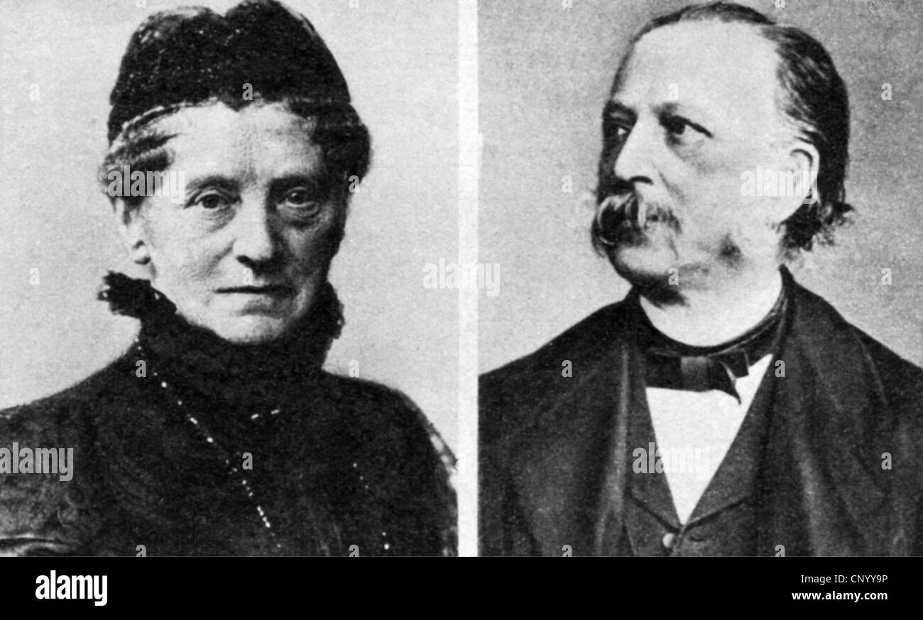 Fontane, Theodor, 30.12.1819 - 20.9.1898, scrittore tedesco, ritratto, e sua moglie Emilie Rouanet, stampa dopo la foto, circa 1885, Foto Stock