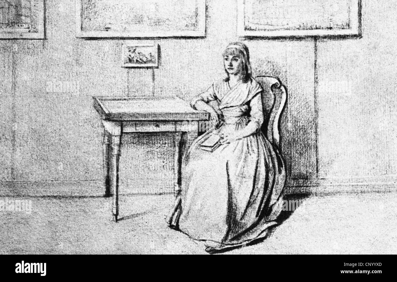 Goethe, Christiane von, 1.6.1765 - 6.6.1816, moglie di Johann Wolfgang, a lunghezza intera, dipinto Di Lips, Museo Nazionale di Weimar, Foto Stock