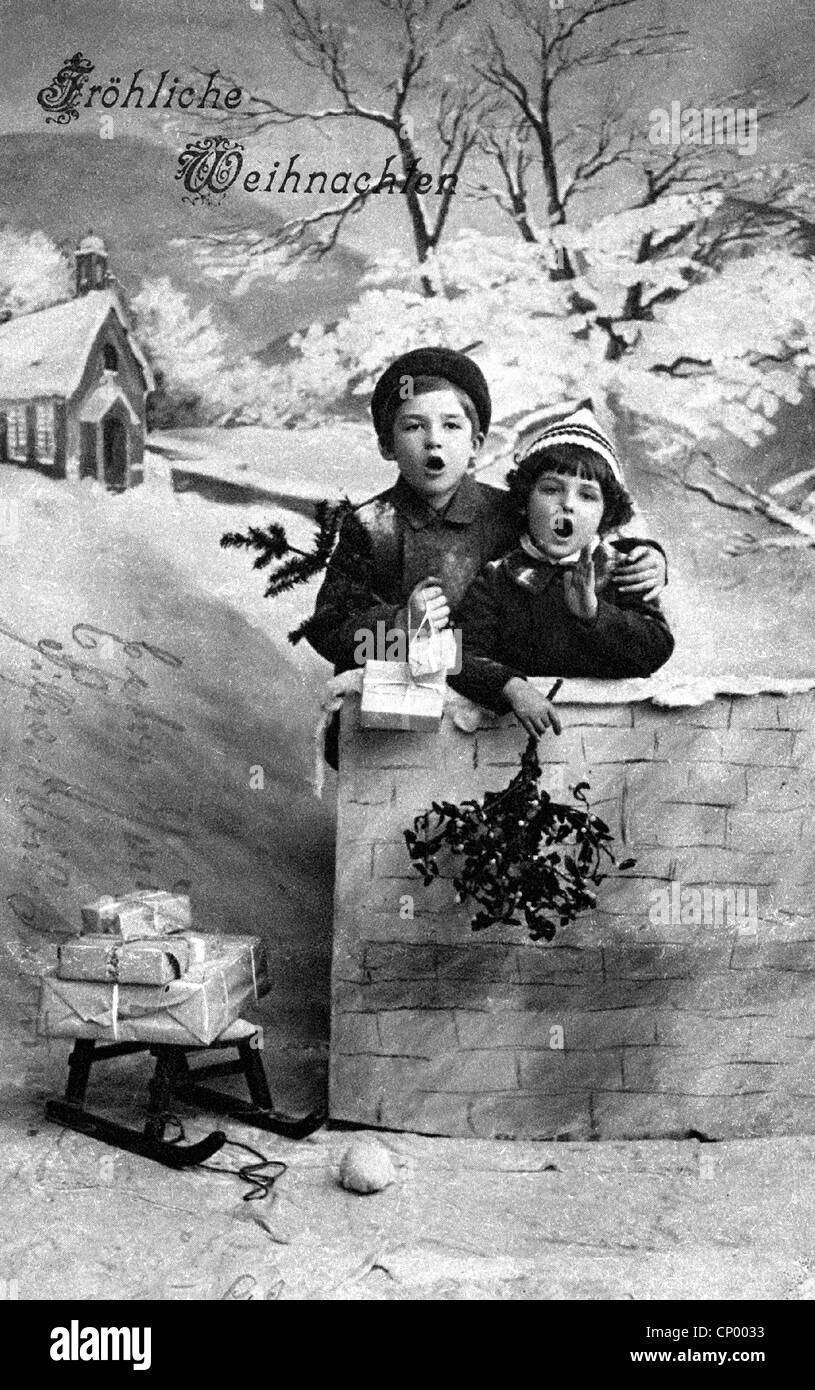 Natale, bambini cantanti, 'buon Natale!', cartolina, inizio 20 ° secolo, diritti aggiuntivi-clearences-non disponibile Foto Stock